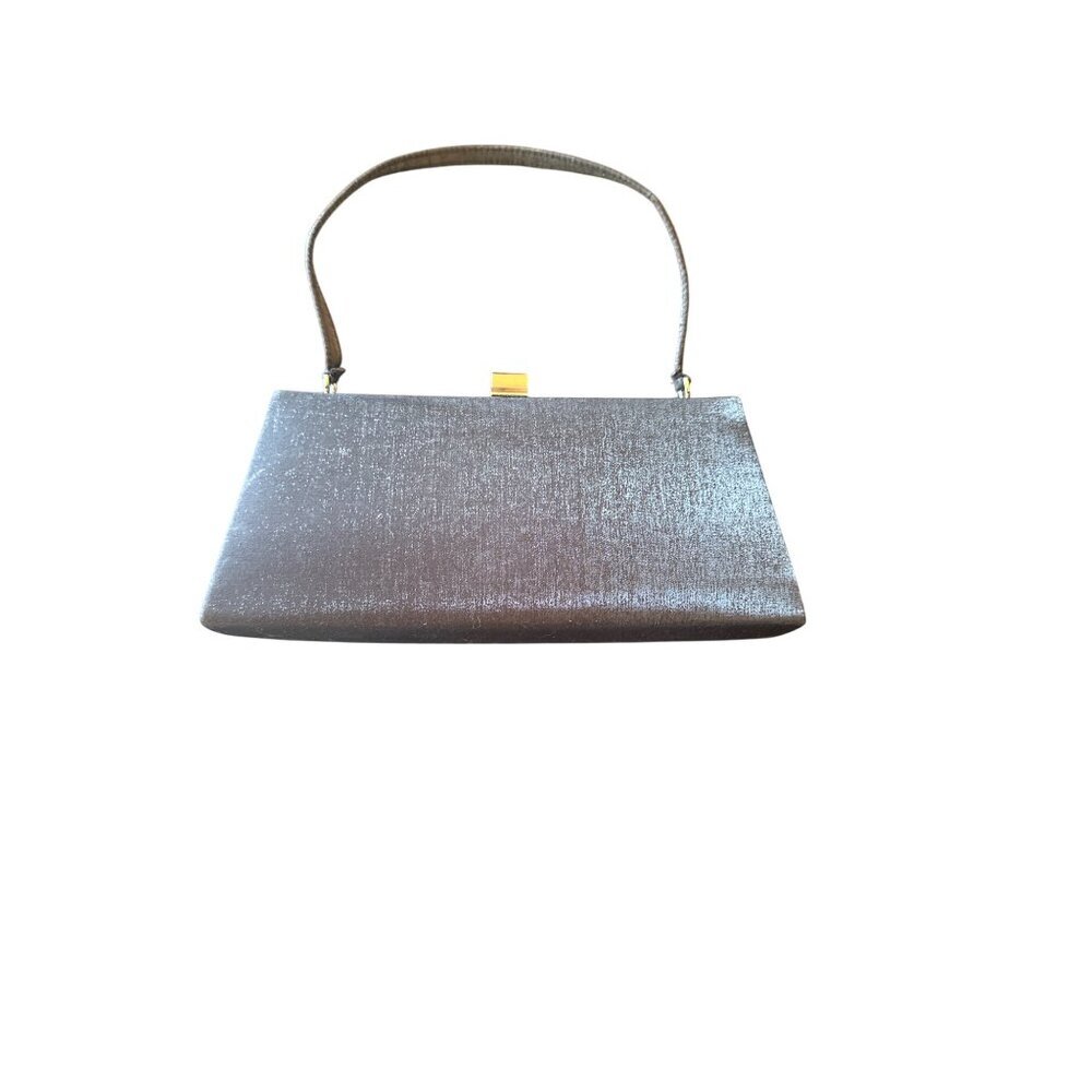 La Regale Womens Black Satin Evening Bag‎ With Structured Handle & Snap Closure